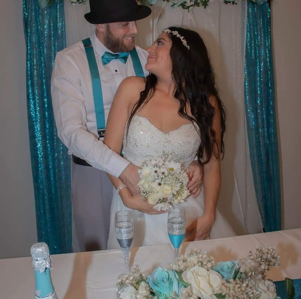 Angela and Joshua on their wedding day